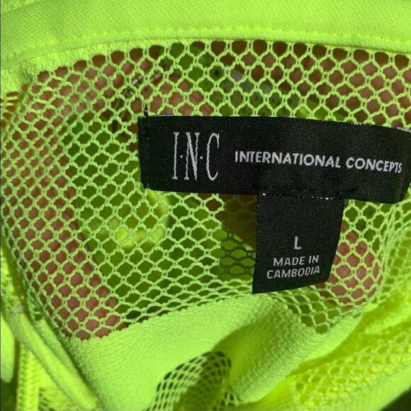 Neon Yellow INC International Concepts Bathing Suit Cover Up Size Large - Picture 2 of 6